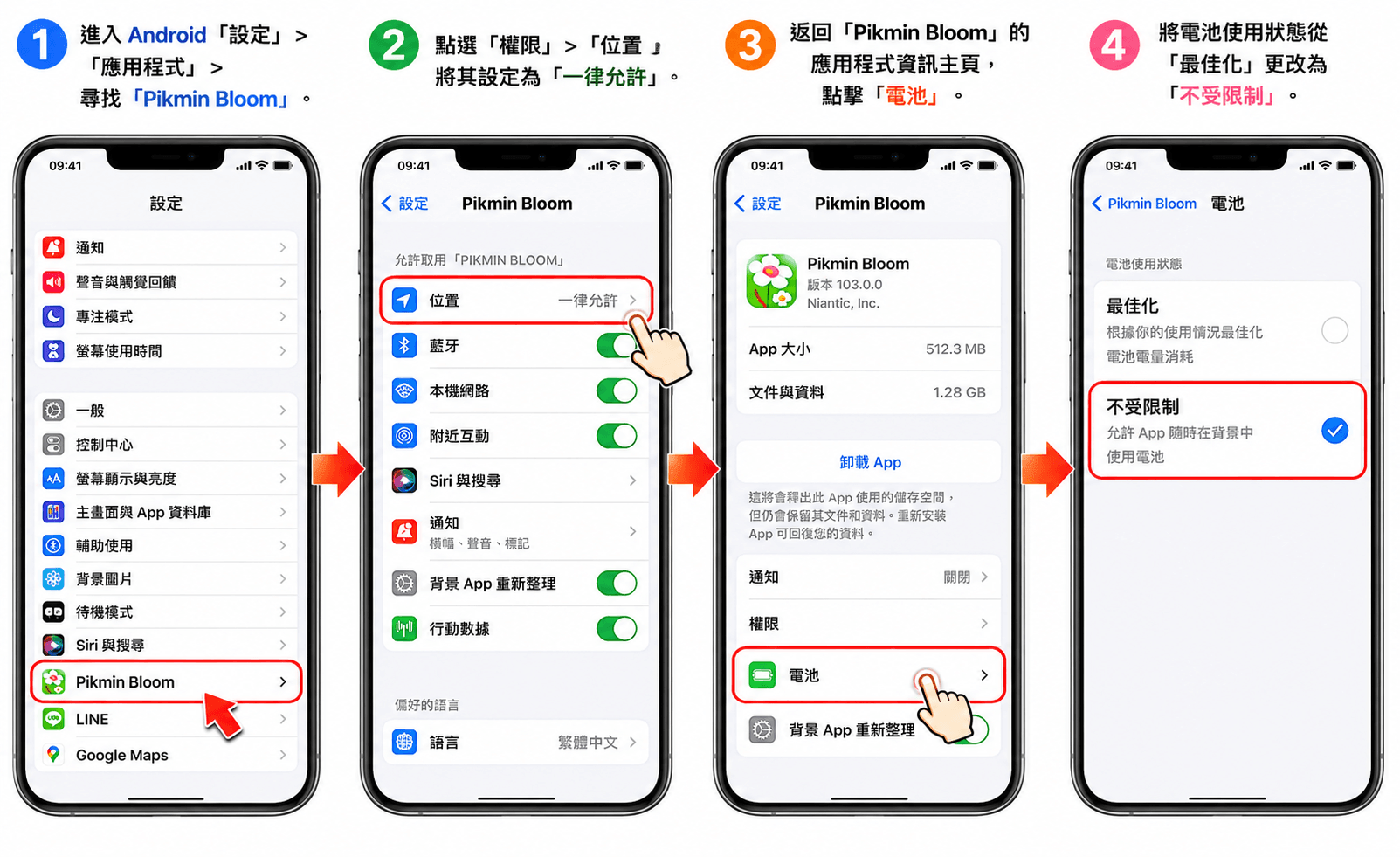 Android 14+ 權限與電池設定程序步驟