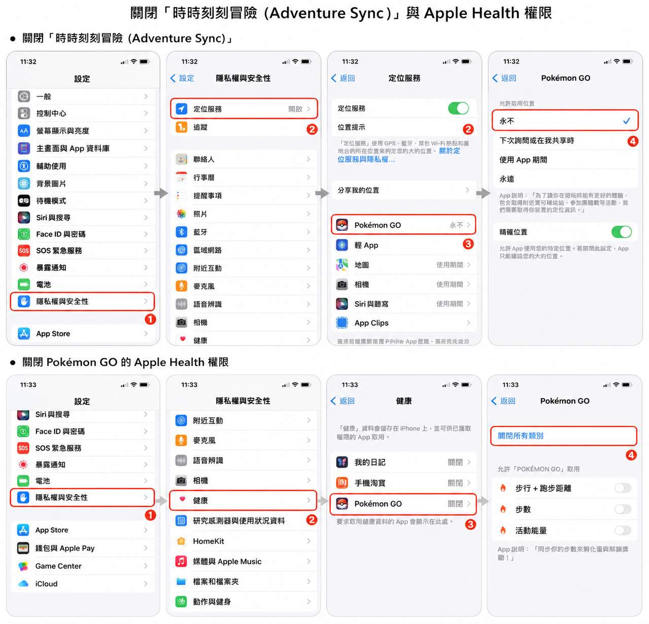 iPhone 設定關閉 Pokémon GO 的存取權限