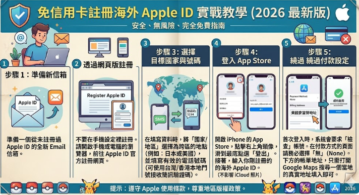 免信用卡註冊海外 Apple ID