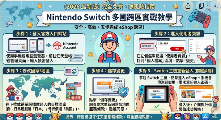 任天堂官方 Nintendo 帳號地區設定