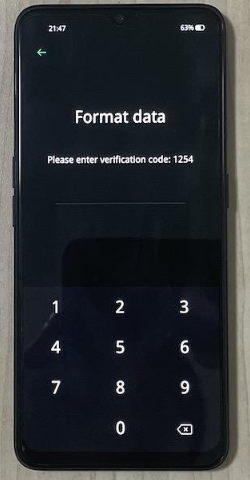 OPPO 忘記螢幕密碼後在 Recovery Mode 選擇 Format data